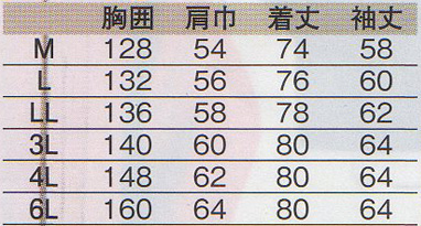 2809_防水・防寒ズボンsize表