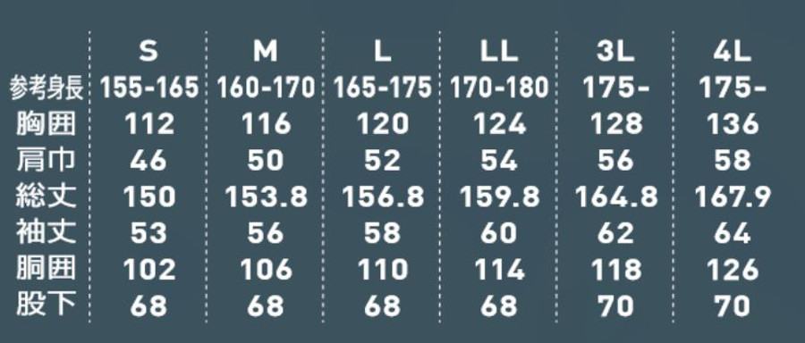 空調つなぎサイズ表